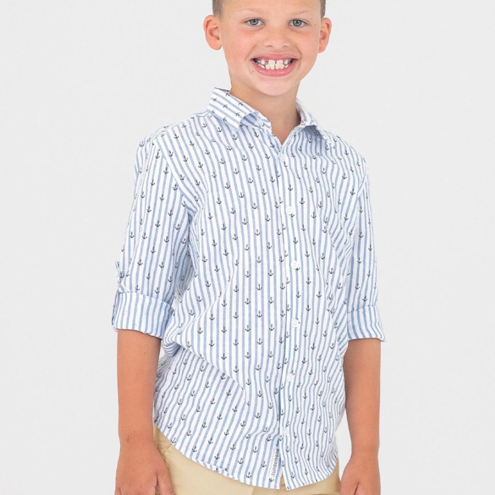 NWT “Ruggedbutts” Nautical Blue Striped Kids Shirt